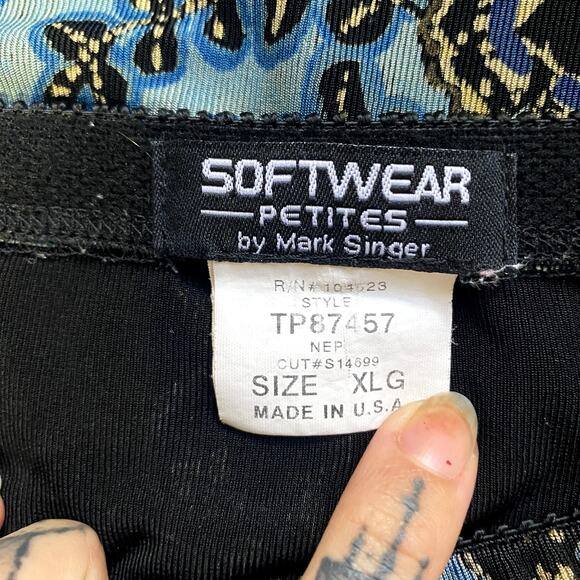 Vintage 90's Mark Singer Blue & Gold Slinky Lace Skirt Grunge Boho Burnout - Picture 15 of 16